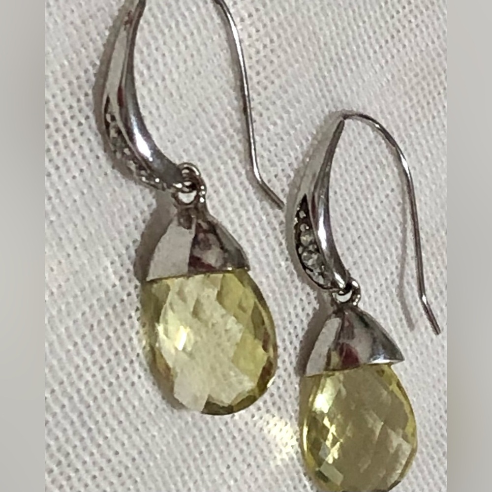 Elegant Silver and Yellow Drop Earrings